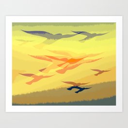 Flock Orange Art Print