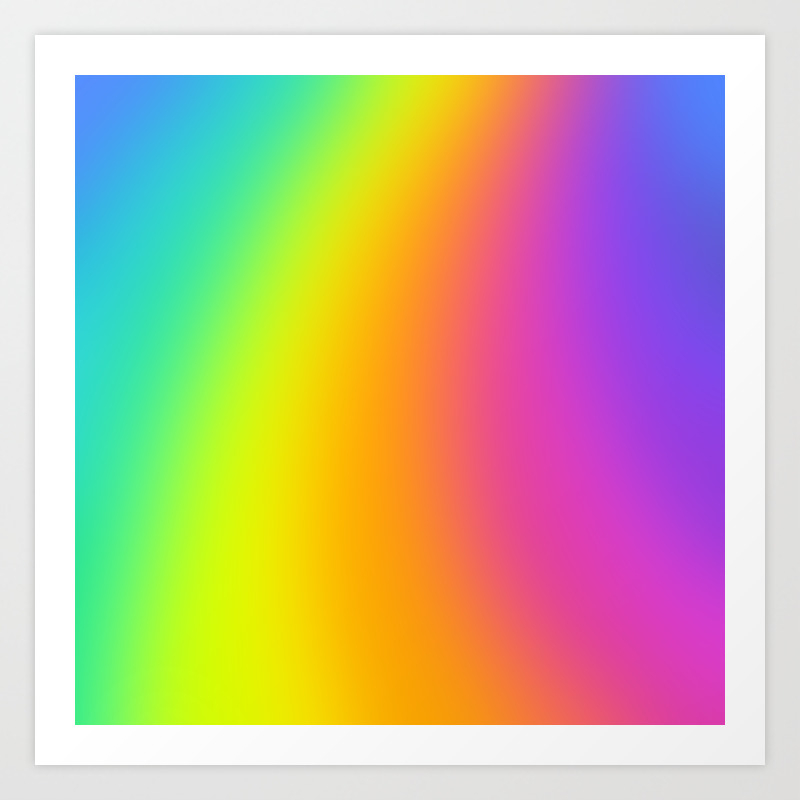 Bright Curved Rainbow Gradient Art Print By Kelseylovelle Society6