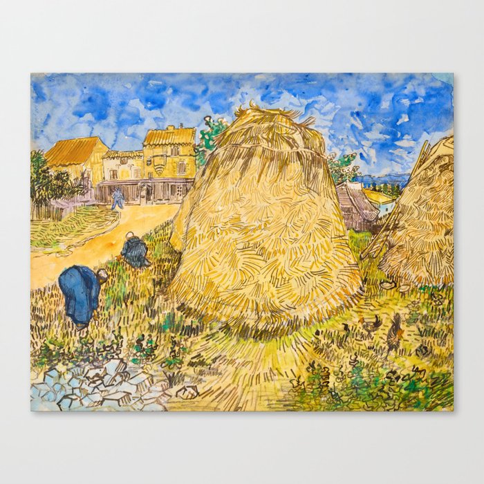 Meules de ble, Wheat Stacks, 1888 by Vincent van Gogh Canvas Print