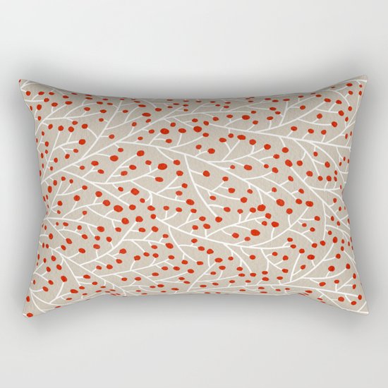 Red & White Berry Branches Rectangular Pillow