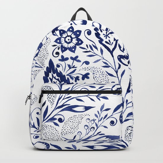 Folk Floral Indigo Backpack