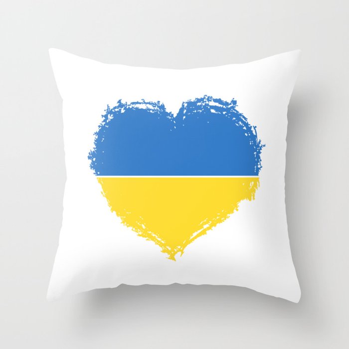 Cute Ukraine Heart Flag Support Ukraine Throw Pillow