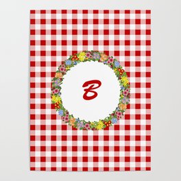 Floral Monogram - red B Poster