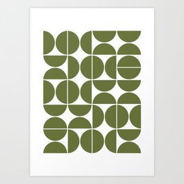 Mid Century Modern Geometric 04 Olive Green Art Print