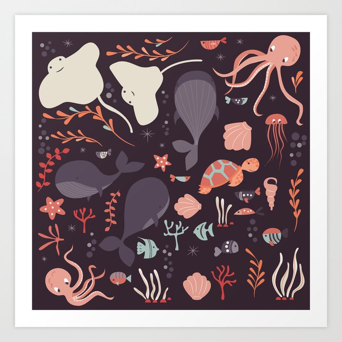 Sea creatures 002 Art Print