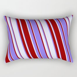 [ Thumbnail: Medium Slate Blue, Lavender & Dark Red Colored Stripes/Lines Pattern Rectangular Pillow ]