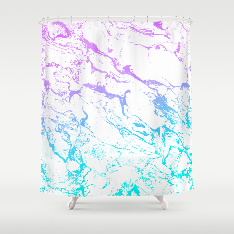White Marble Purple Blue Turquoise Ombre Watercolor Mermaid