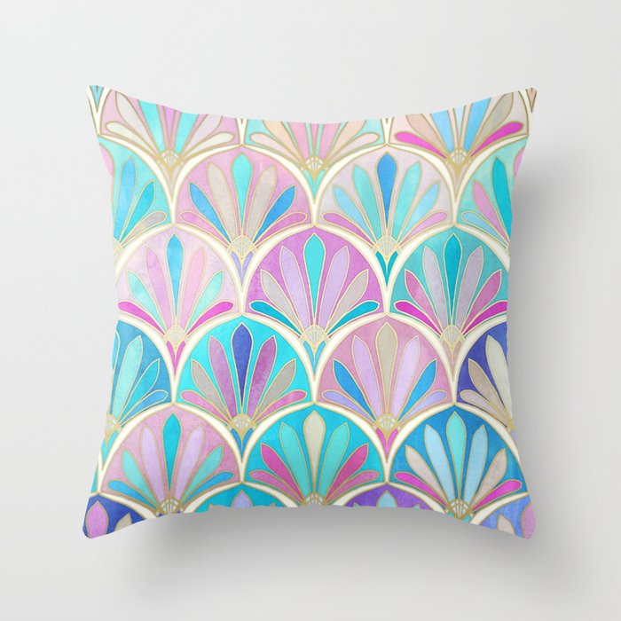 Glamorous Twenties Art Deco Pastel Pattern Throw Pillow