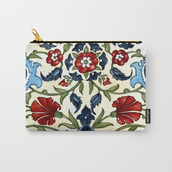 Tile with Carnations Carry-All Pouch
