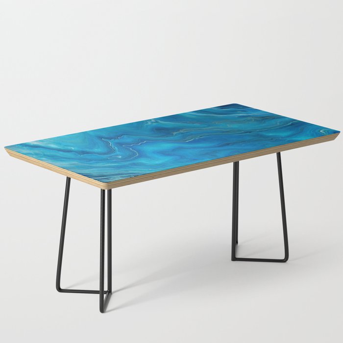 Blue & Teal Marble Agate Abstraction Coffee Table