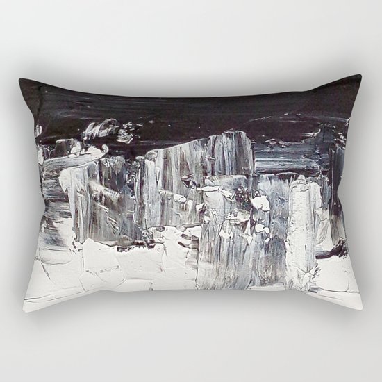 Flatline - black & white abstract painting Rectangular Pillow