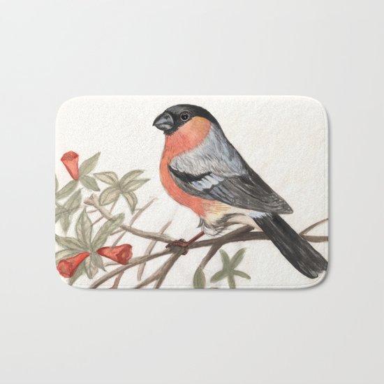 Eurasian bullfinch bird Bath Mat