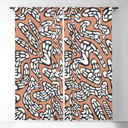 Organic Abstract Tribal Pattern in Bronzed Orange, Black and White Blackout Curtain