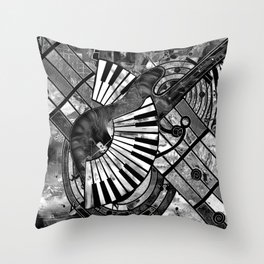 Abstract Music Art - Grayscale Mixed Textures Throw Pillow