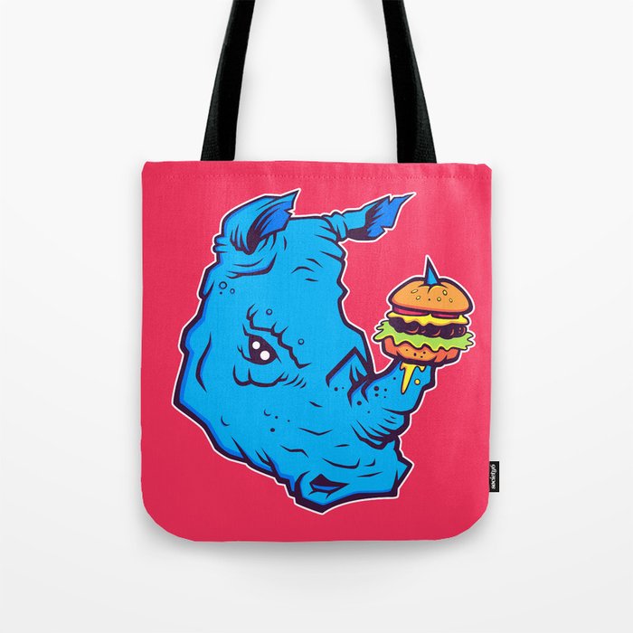 Rhino With A Cheeseburger Tote Bag