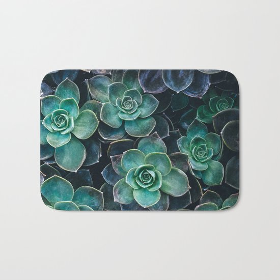 Succulent Blue Green Plants Bath Mat