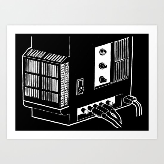 Amplifier White on Black Art Print