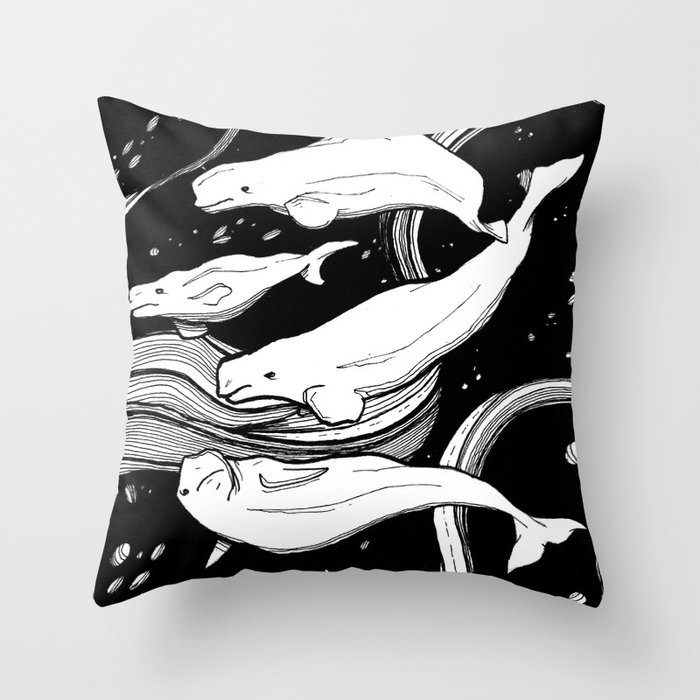 Beluga Whale Pod Throw Pillow