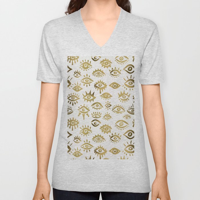 Mystic Eyes – Gold V Neck T Shirt