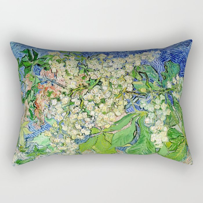 Vincent van Gogh "Blossoming Chestnut Branches" Rectangular Pillow