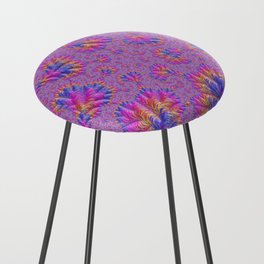 Funky Psychedelic Vibrant Colorful Jewel Tone Hippie Boho Spiral Fractal Art Counter Stool
