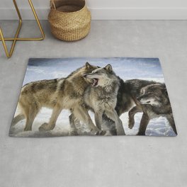 Wolf Pack Wolves Winter Snow 238 Rug