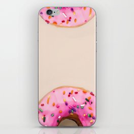 Donuts with pink frosting and sprinkles portrait art painting for kitchen, dining room, and home and wall decor iPhone Skin