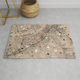 USA Riverside City Map - Beige Terrazzo Collage Area & Throw Rug