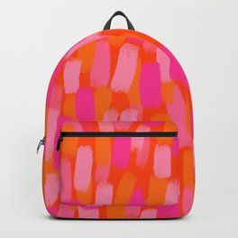 Abstract, Paint Brush Stroke, Pink and Orange  Backpack