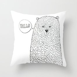 hello bear Throw Pillow