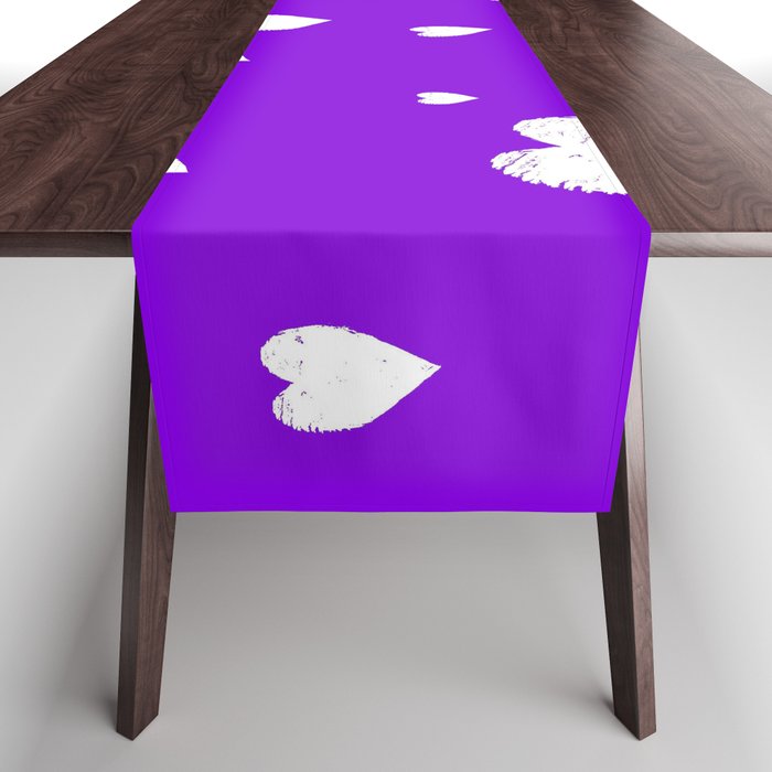 Hand-Drawn Hearts (White & Violet Pattern) Table Runner