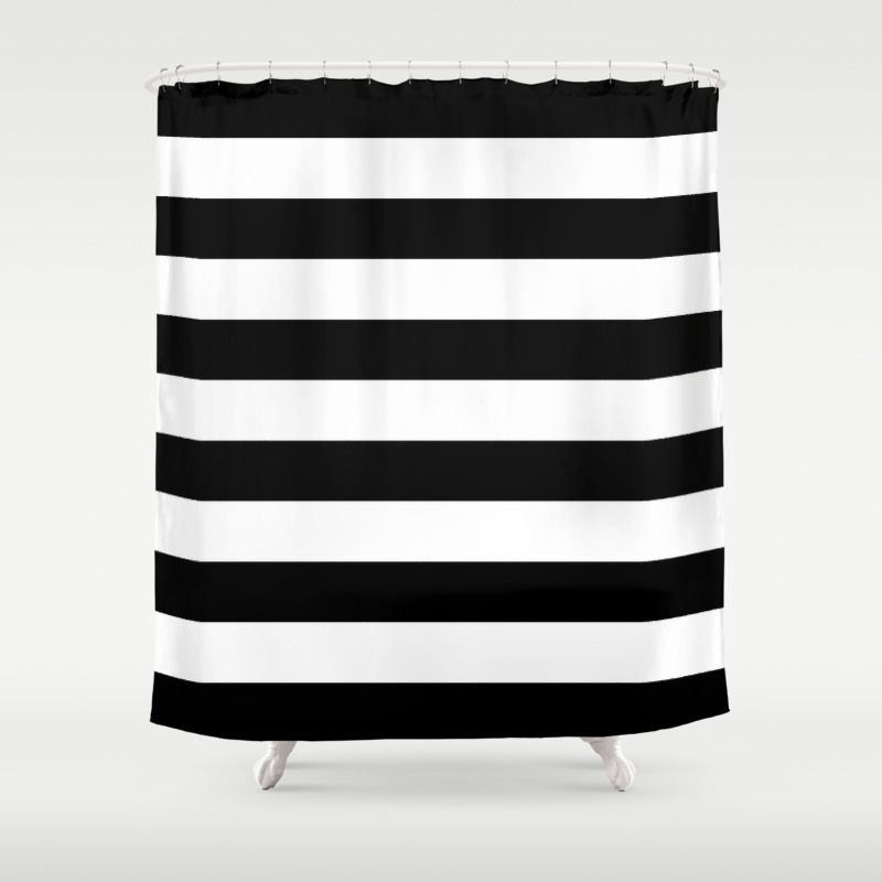 Black White Stripe Minimalist Shower Curtain By Beautifulhomes