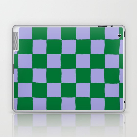 Retro Hand-Painted Checker in Green + Violet Laptop & iPad Skin