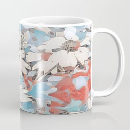 Abstract White Daisies Landscape on Sky Blue Mug