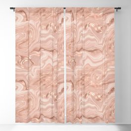 Glam Rose Gold Agate Swirl Texture Blackout Curtain