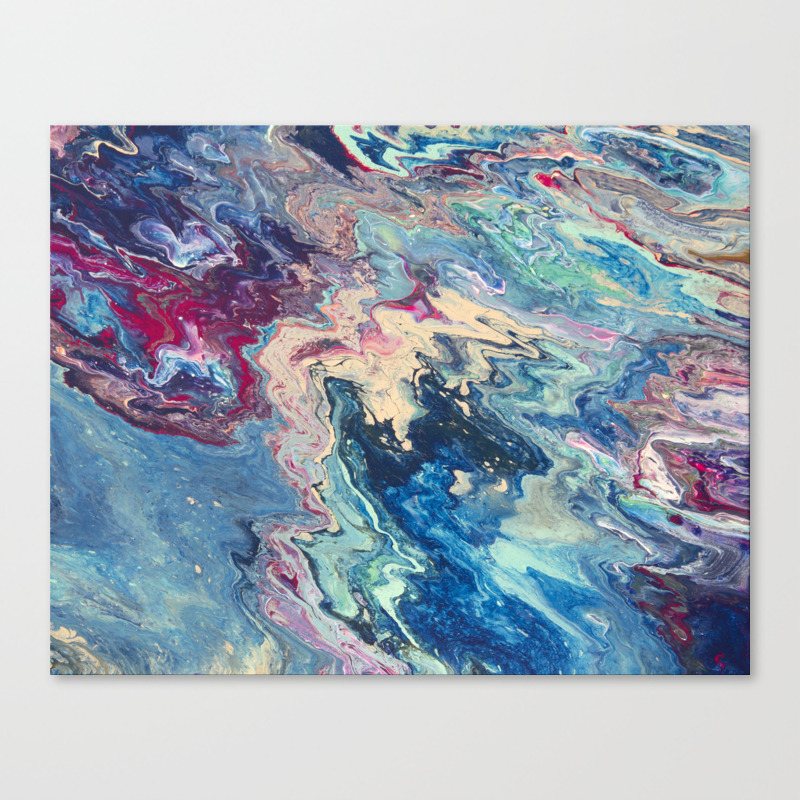 Blue Swirl Pour Painting Bohemian Style Painting Canvas Print By