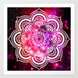 Galaxy Mandala Red Fuchsia Purple Pink Art Print | Spiritual, Mandala, Digital, Motivational, Pink, Ohm, Yoga, Galaxydreamsdesigns, Galaxy, Graphicdesign 