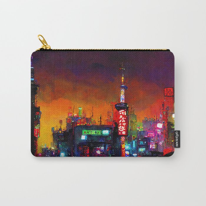 Tokyo Cyberpunk Cityscape at Night Carry-All Pouch