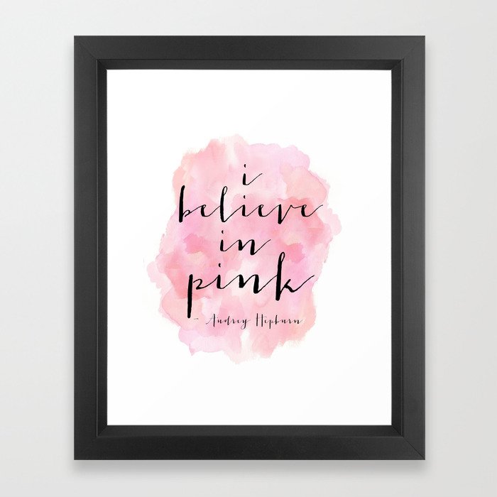 I Believe In Pink, Nursery Girls,Girls Room Decor,Gift For Her,Girly Svg,Hot Pink,Scandinavian Print Framed Art Print
