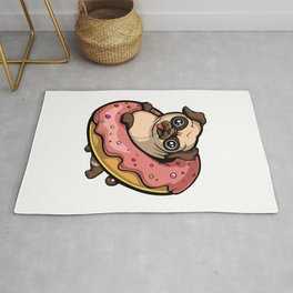 Pug Dog Riding Donut Rug
