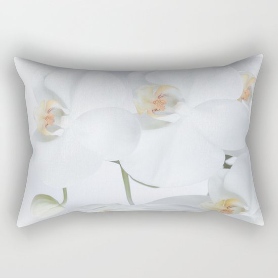 White orchids flowers pure white romantic Rectangular Pillow