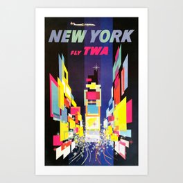 TWA New York, Times Square - Vintage Travel Poster Art Print