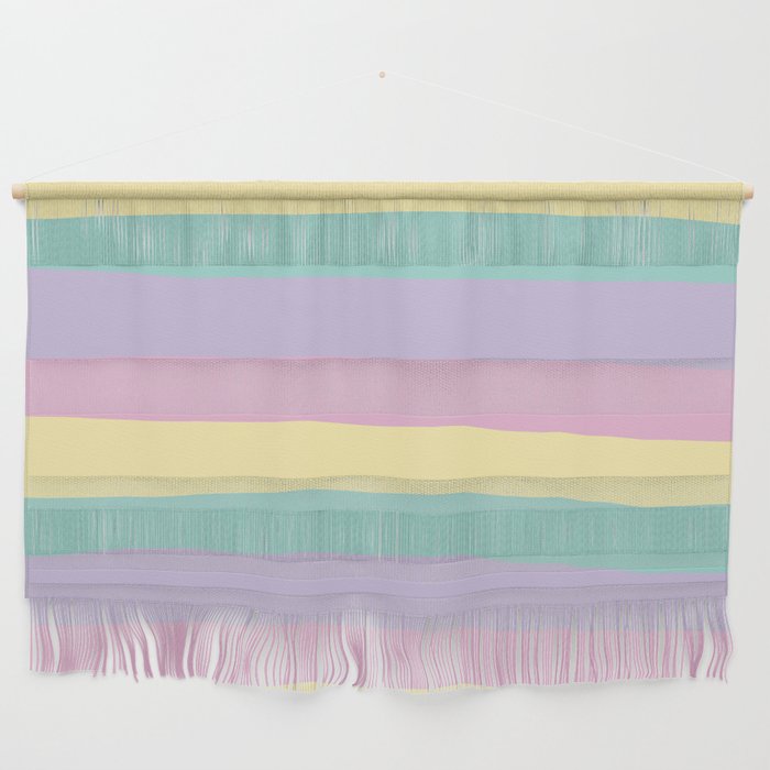Uneven Stripes - Pastel Pink, Yellow, Purple and Green Wall Hanging