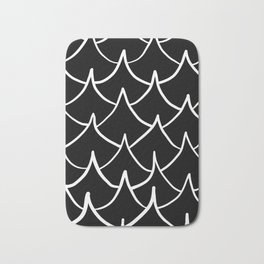 Dark Fish Waves Bath Mat | Drafting, Cartoon, Wave, Waves, Scales, Ink Pen, Pop, Abstract, White, Concept 