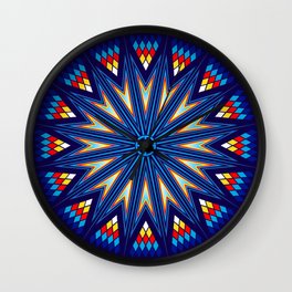 Blue Fire Keepers Wall Clock | Geometric, Sioux, Blue, Digital, Lakota, Star, Melvinwareagle, Graphicdesign, Fire, Keepers 