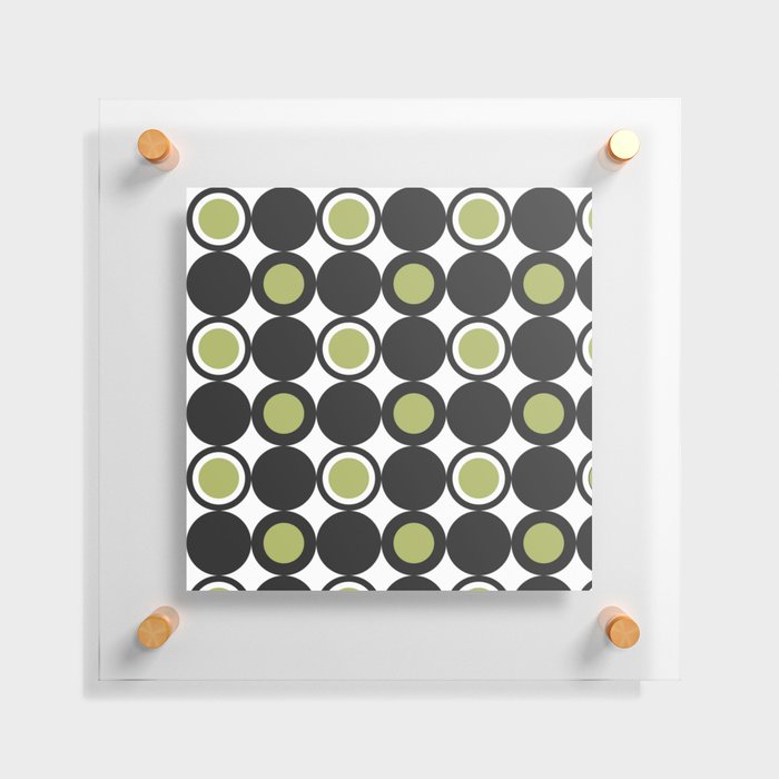 Black White & Green Circle Pattern Floating Acrylic Print