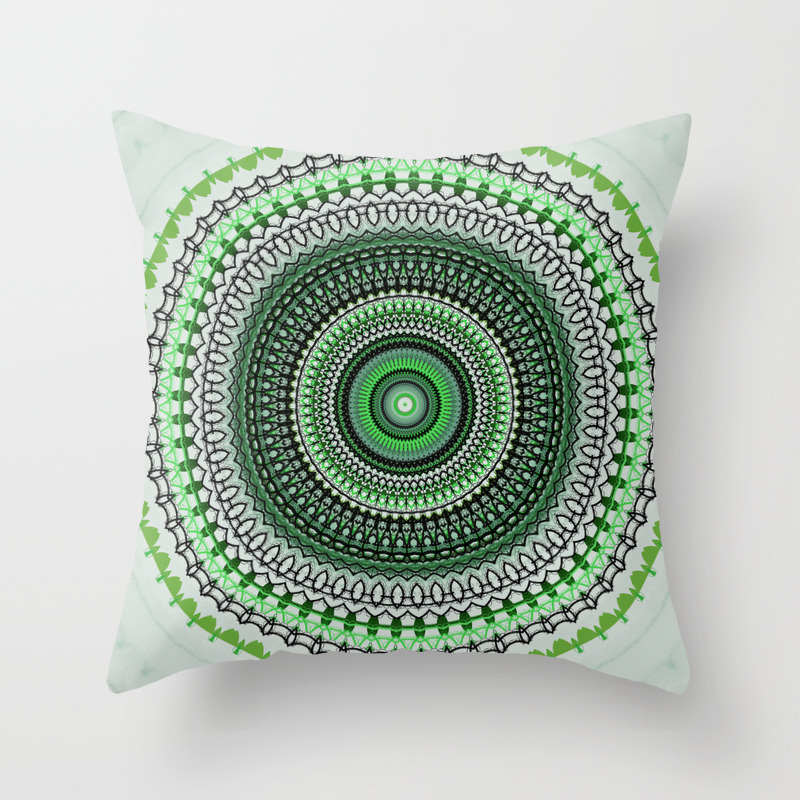 Bright Green Mandala Design Throw Pillow By Artaddiction45 Society6