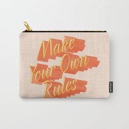 Make Your Own Rules, 3D Typography in Bright Golden Orange Carry-All Pouch