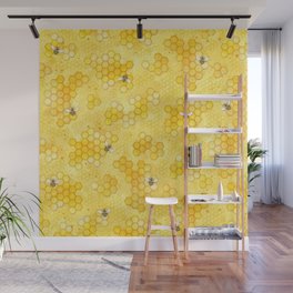 Meant to Bee - Honey Bees Pattern Wall Mural