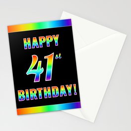 [ Thumbnail: Fun, Colorful, Rainbow Spectrum “HAPPY 41st BIRTHDAY!” Stationery Cards ]